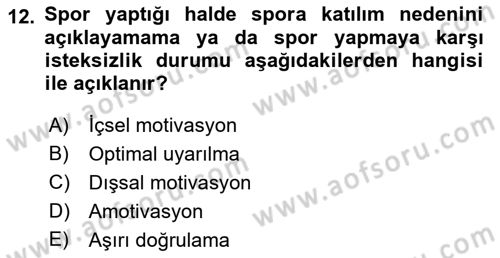 Rekreasyon Yönetimi Dersi 2016 - 2017 Yılı (Vize) Ara Sınavı 12. Soru