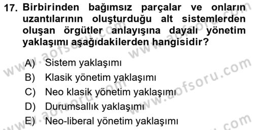 Rekreasyon Yönetimi Dersi 2016 - 2017 Yılı (Vize) Ara Sınav Soruları 17. Soru