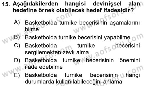 Rekreasyon Yönetimi Dersi 2016 - 2017 Yılı (Final) Dönem Sonu Sınav Soruları 15. Soru