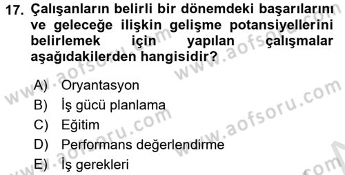 Rekreasyon Yönetimi Dersi 2016 - 2017 Yılı (Final) Dönem Sonu Sınav Soruları 17. Soru