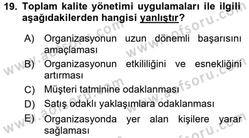 Rekreasyon Yönetimi Dersi 2016 - 2017 Yılı (Final) Dönem Sonu Sınav Soruları 19. Soru