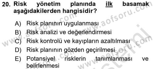 Rekreasyon Yönetimi Dersi 2016 - 2017 Yılı (Final) Dönem Sonu Sınav Soruları 20. Soru