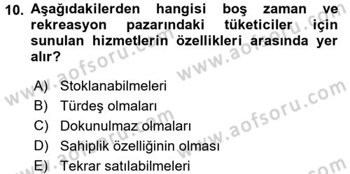 Rekreasyon Yönetimi Dersi 2017 - 2018 Yılı 3 Ders Sınav Soruları 10. Soru