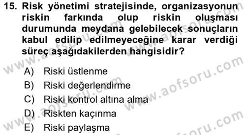 Rekreasyon Yönetimi Dersi 2017 - 2018 Yılı 3 Ders Sınav Soruları 15. Soru