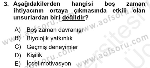 Rekreasyon Yönetimi Dersi 2017 - 2018 Yılı 3 Ders Sınav Soruları 3. Soru
