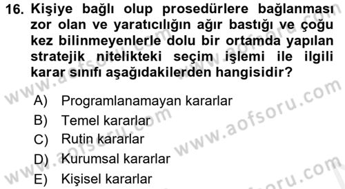 Rekreasyon Yönetimi Dersi 2017 - 2018 Yılı (Vize) Ara Sınav Soruları 16. Soru