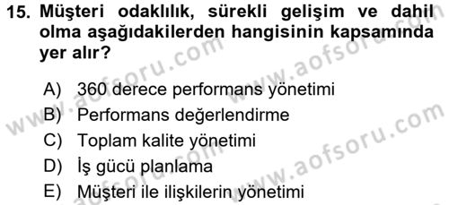 Rekreasyon Yönetimi Dersi 2017 - 2018 Yılı (Final) Dönem Sonu Sınav Soruları 15. Soru