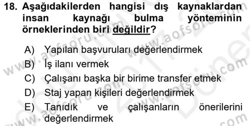 Rekreasyon Yönetimi Dersi 2017 - 2018 Yılı (Final) Dönem Sonu Sınav Soruları 18. Soru