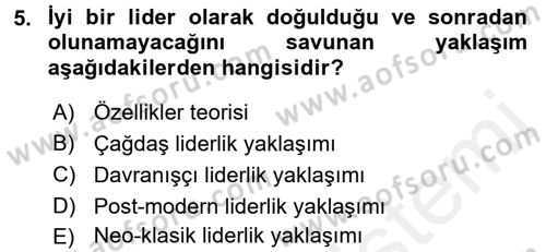 Rekreasyon Yönetimi Dersi 2017 - 2018 Yılı (Final) Dönem Sonu Sınav Soruları 5. Soru