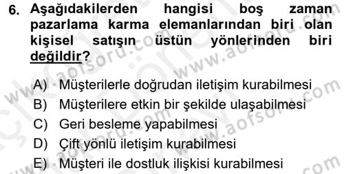 Rekreasyon Yönetimi Dersi 2017 - 2018 Yılı (Final) Dönem Sonu Sınav Soruları 6. Soru
