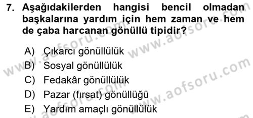 Rekreasyon Yönetimi Dersi 2018 - 2019 Yılı (Vize) Ara Sınav Soruları 7. Soru