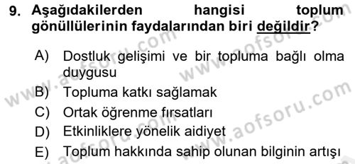 Rekreasyon Yönetimi Dersi 2018 - 2019 Yılı (Vize) Ara Sınav Soruları 9. Soru