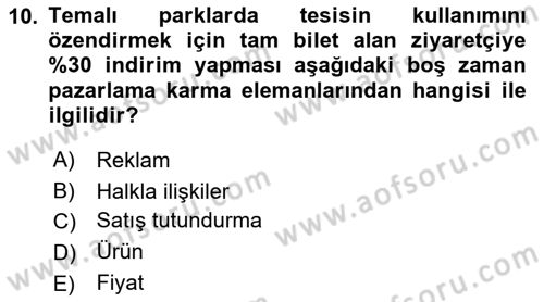Rekreasyon Yönetimi Dersi 2018 - 2019 Yılı (Final) Dönem Sonu Sınav Soruları 10. Soru