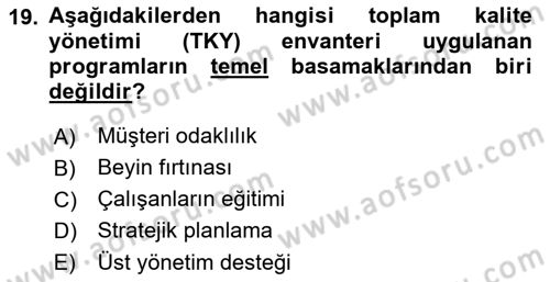 Rekreasyon Yönetimi Dersi 2018 - 2019 Yılı (Final) Dönem Sonu Sınav Soruları 19. Soru