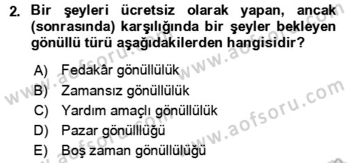 Rekreasyon Yönetimi Dersi 2021 - 2022 Yılı (Final) Dönem Sonu Sınav Soruları 2. Soru