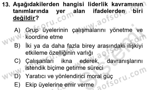 Rekreasyon Yönetimi Dersi 2022 - 2023 Yılı Yaz Okulu Sınav Soruları 13. Soru