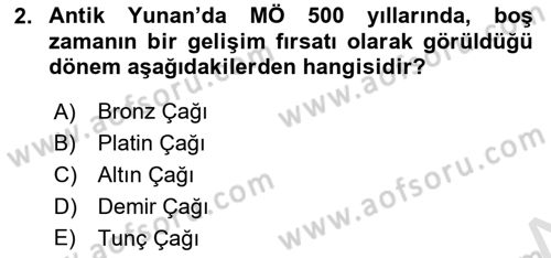 Rekreasyon Yönetimi Dersi 2022 - 2023 Yılı Yaz Okulu Sınav Soruları 2. Soru