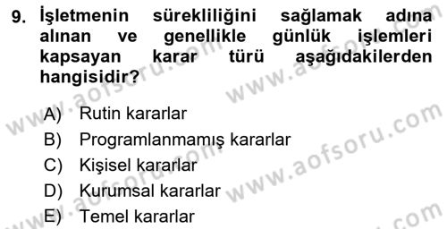Rekreasyon Yönetimi Dersi 2022 - 2023 Yılı Yaz Okulu Sınav Soruları 9. Soru