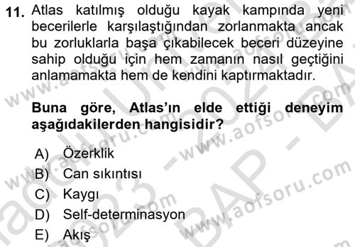 Rekreasyon Yönetimi Dersi 2023 - 2024 Yılı (Vize) Ara Sınavı 11. Soru