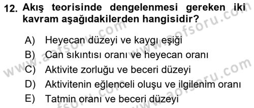 Rekreasyon Yönetimi Dersi 2023 - 2024 Yılı (Vize) Ara Sınav Soruları 12. Soru