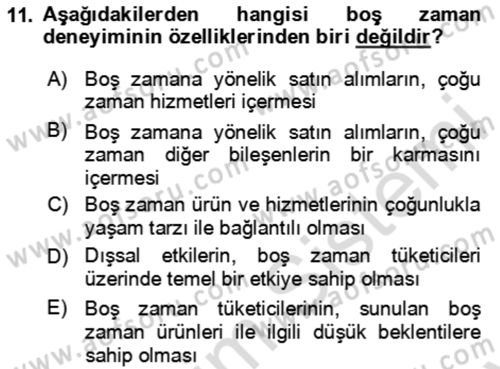 Rekreasyon Yönetimi Dersi 2023 - 2024 Yılı (Final) Dönem Sonu Sınav Soruları 11. Soru