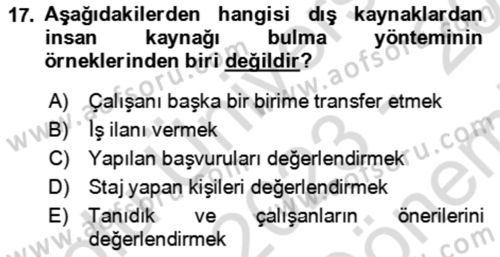 Rekreasyon Yönetimi Dersi 2023 - 2024 Yılı (Final) Dönem Sonu Sınav Soruları 17. Soru