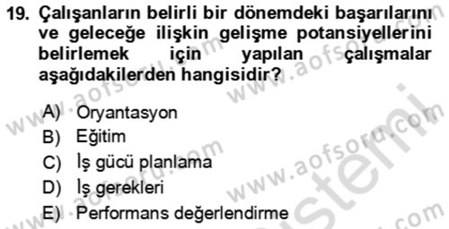 Rekreasyon Yönetimi Dersi 2023 - 2024 Yılı (Final) Dönem Sonu Sınav Soruları 19. Soru