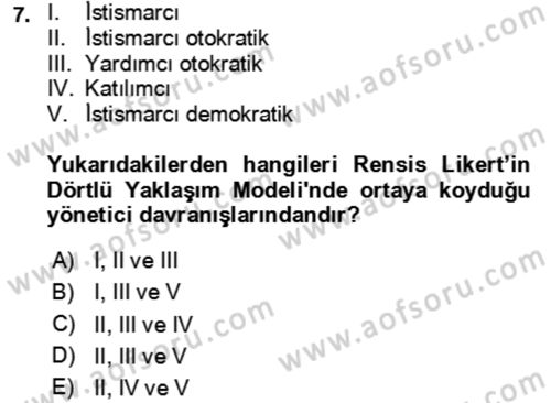 Rekreasyon Yönetimi Dersi 2023 - 2024 Yılı (Final) Dönem Sonu Sınav Soruları 7. Soru