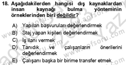 Rekreasyon Yönetimi Dersi 2023 - 2024 Yılı Yaz Okulu Sınav Soruları 18. Soru