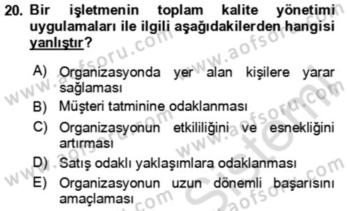 Rekreasyon Yönetimi Dersi 2023 - 2024 Yılı Yaz Okulu Sınav Soruları 20. Soru