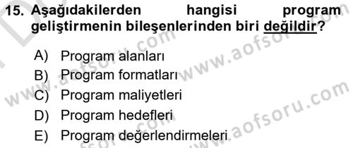 Rekreasyon Yönetimi Dersi 2024 - 2025 Yılı (Final) Dönem Sonu Sınav Soruları 15. Soru