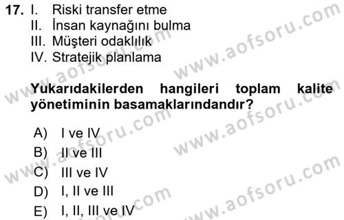 Rekreasyon Yönetimi Dersi 2024 - 2025 Yılı (Final) Dönem Sonu Sınav Soruları 17. Soru