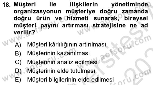Rekreasyon Yönetimi Dersi 2024 - 2025 Yılı (Final) Dönem Sonu Sınav Soruları 18. Soru