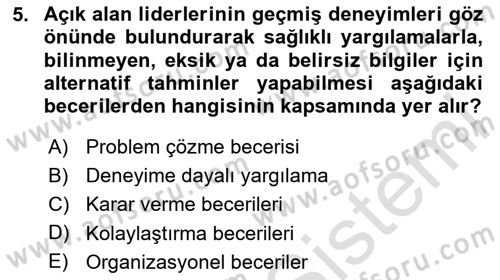Rekreasyon Yönetimi Dersi 2024 - 2025 Yılı (Final) Dönem Sonu Sınav Soruları 5. Soru