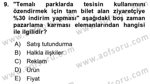 Rekreasyon Yönetimi Dersi 2024 - 2025 Yılı (Final) Dönem Sonu Sınav Soruları 9. Soru