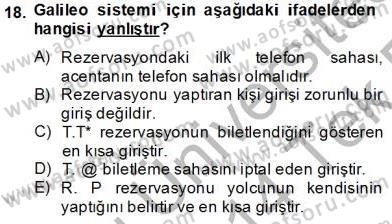 Bilet Satış Dersi 2013 - 2014 Yılı Tek Ders Sınav Soruları 18. Soru