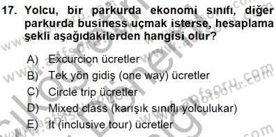 Bilet Satış Dersi 2015 - 2016 Yılı (Vize) Ara Sınav Soruları 17. Soru