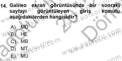 Bilet Satış Dersi 2015 - 2016 Yılı (Final) Dönem Sonu Sınav Soruları 14. Soru