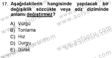 Türk Dili 1 Dersi 2012 - 2013 Yılı (Vize) Ara Sınav Soruları 17. Soru
