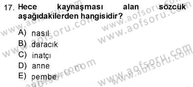Türk Dili 1 Dersi 2013 - 2014 Yılı (Vize) Ara Sınav Soruları 17. Soru