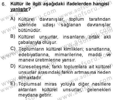 Türk Dili 1 Dersi 2013 - 2014 Yılı (Vize) Ara Sınav Soruları 6. Soru
