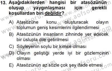 Türk Dili 1 Dersi 2013 - 2014 Yılı Tek Ders Sınav Soruları 13. Soru