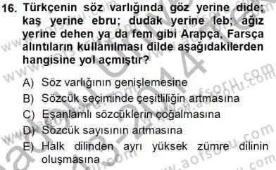 Türk Dili 1 Dersi 2013 - 2014 Yılı Tek Ders Sınav Soruları 16. Soru
