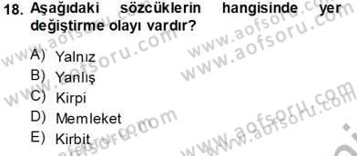 Türk Dili 1 Dersi 2013 - 2014 Yılı Tek Ders Sınav Soruları 18. Soru