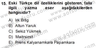 Türk Dili 1 Dersi 2014 - 2015 Yılı (Vize) Ara Sınav Soruları 15. Soru
