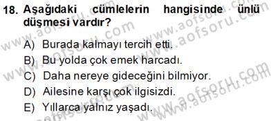 Türk Dili 1 Dersi 2014 - 2015 Yılı (Vize) Ara Sınav Soruları 18. Soru