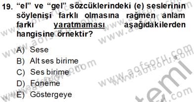 Türk Dili 1 Dersi 2014 - 2015 Yılı (Vize) Ara Sınav Soruları 19. Soru