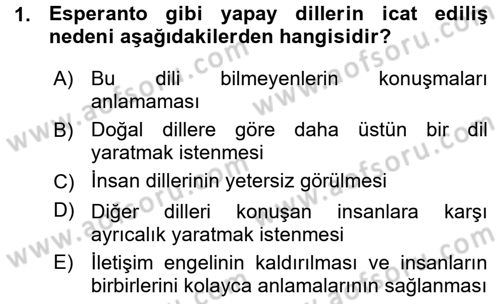 Türk Dili 1 Dersi 2015 - 2016 Yılı (Vize) Ara Sınav Soruları 1. Soru