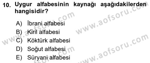 Türk Dili 1 Dersi 2015 - 2016 Yılı (Vize) Ara Sınav Soruları 10. Soru
