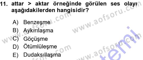 Türk Dili 1 Dersi 2015 - 2016 Yılı (Vize) Ara Sınav Soruları 11. Soru